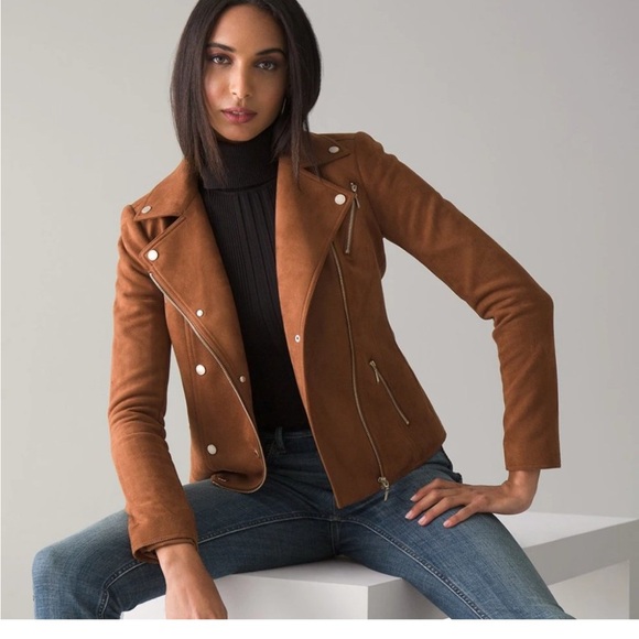 White House Black Market Tan Leather Jacket - Picture 2 of 6